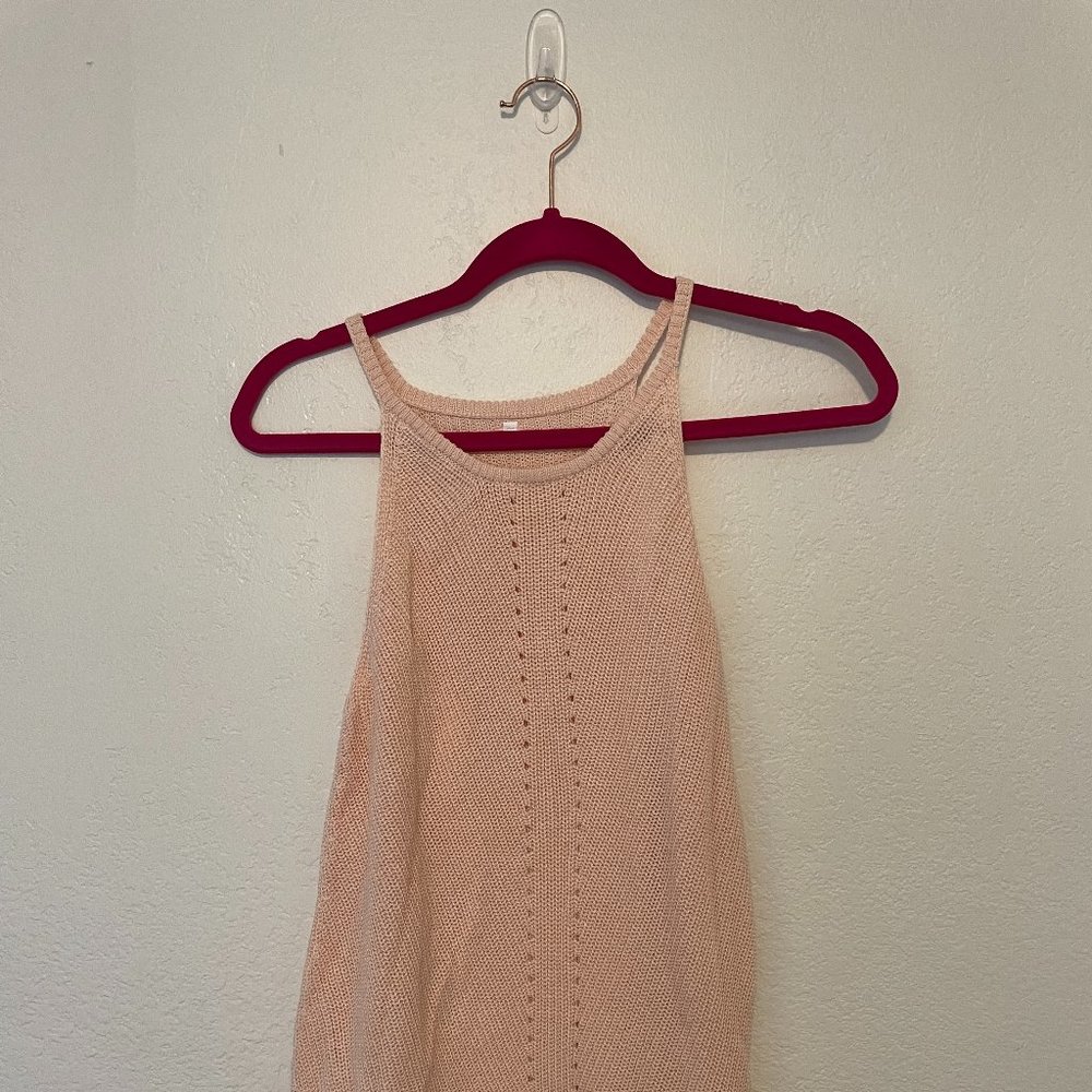 Cute Pink crochet/knit style blush pink tank top